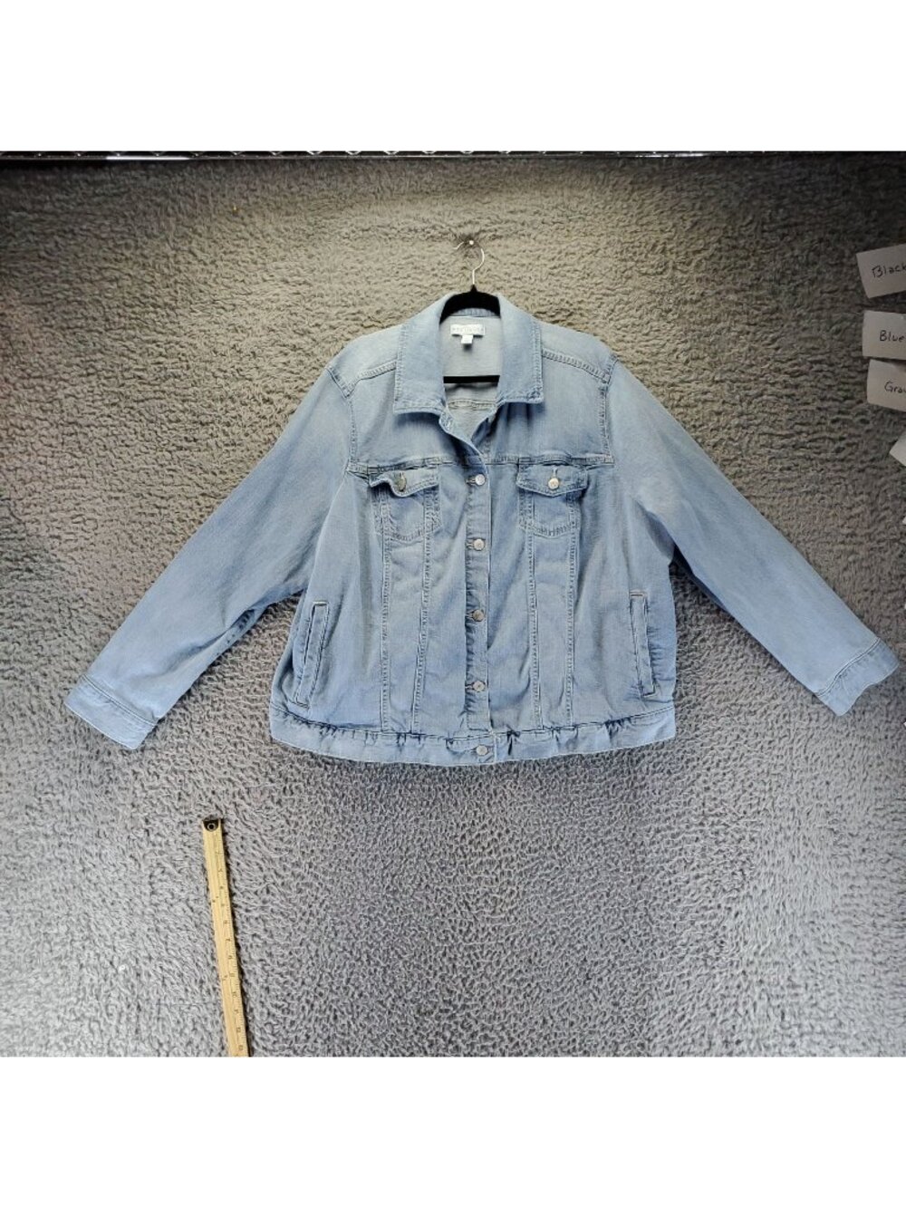 Boutique Jacket Womens 3X Blue Denim Button-Front Long Sleeve Pockets